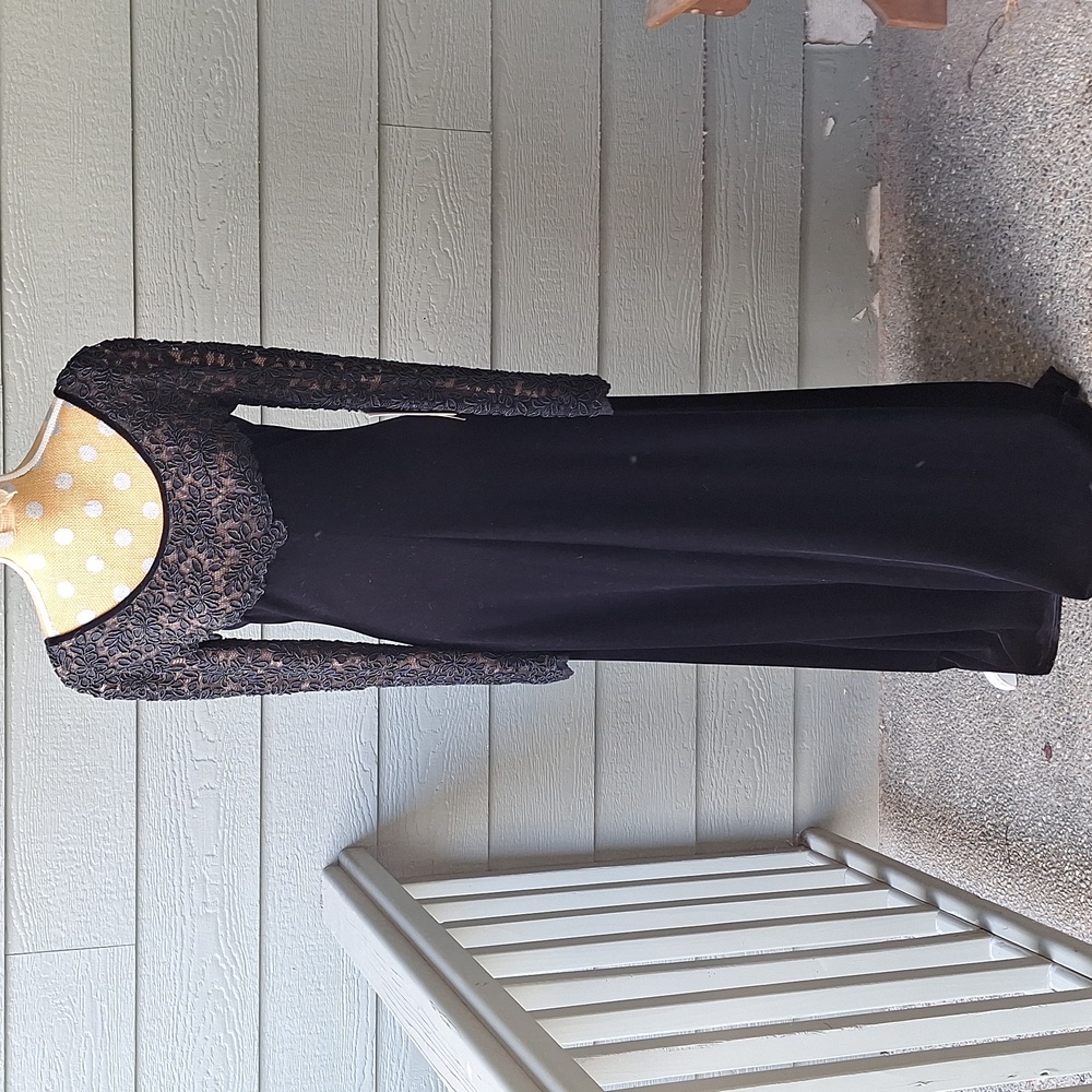 NWT VTG Tom Barra Long Sleeve Velvet Beaded Gown Black Sz 10 Whimsigoth Morticia